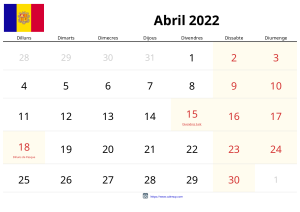 Calendari Abril 2022