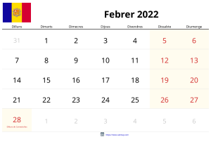 Calendari Febrer 2022