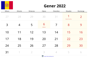 Calendari Gener 2022