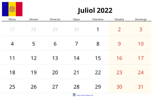 Calendari Juliol 2022