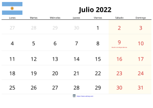 Calendário de Julho de 2022 Calendário de Julho de 2022