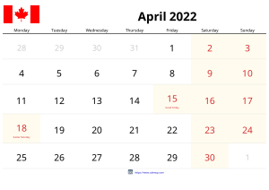 April 2022 Calendar