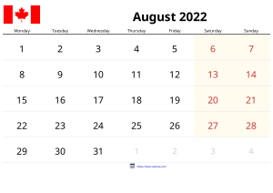 August 2022 Calendar