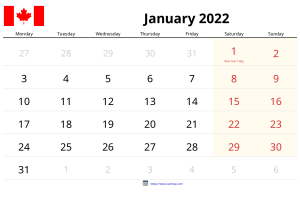 January 2022 Calendar