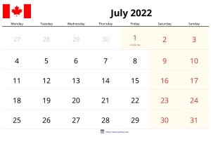 July 2022 Calendar