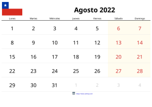 Calendario Agosto 2022