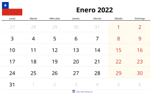 Calendário de Janeiro de 2022 