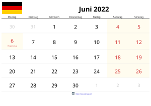 Calendrier Juin 2022