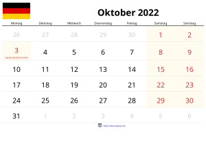 Calendrier Octobre 2022