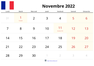 تقويم نوفمبر 2022