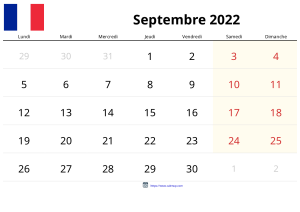 تقويم سبتمبر 2022