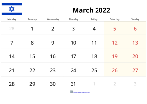 Calendario Marzo 2022 Calendario Marzo 2022