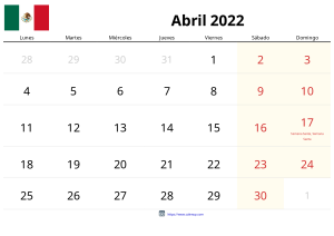 四月 2022 日历