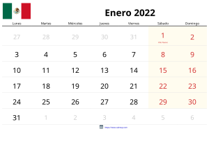 Calendario Enero 2022