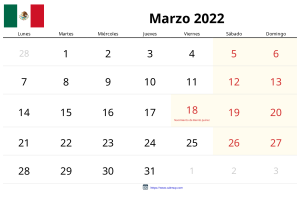 मार्च 2022 कैलेंडर