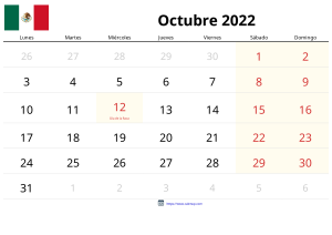 Calendario Octubre 2022