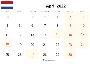 Calendario Abril 2022