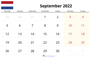 Calendario Septiembre 2022