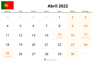 Calendario Abril 2022 Calendario Abril 2022