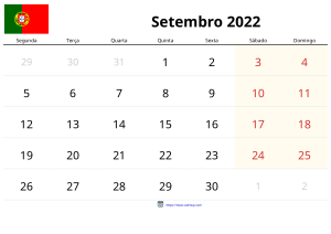 Calendario Septiembre 2022 Calendario Septiembre 2022