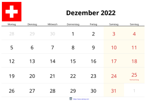 Calendario Diciembre 2022