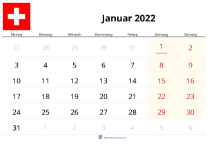 Calendario Enero 2022