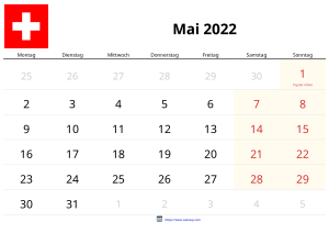 Calendario Mayo 2022