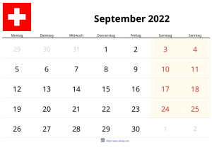 Calendario Septiembre 2022