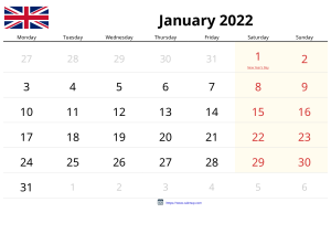 Calendari Gener 2022