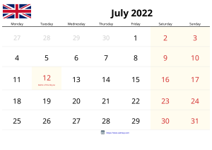 Calendari Juliol 2022