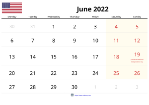 Calendrier Juin 2022