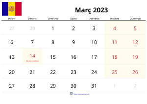 Mars 2023 Kalender