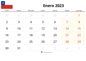 Calendário de Janeiro de 2023 