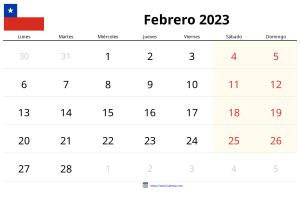 Calendário de Fevereiro de 2023 