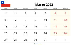 Calendário de Março de 2023 