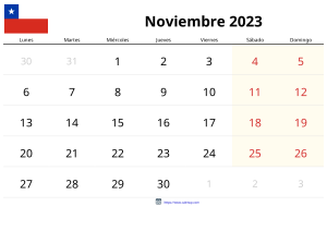 Calendário de Novembro de 2023 