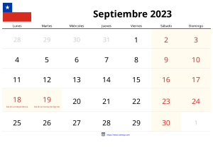 Calendrier Septembre 2023