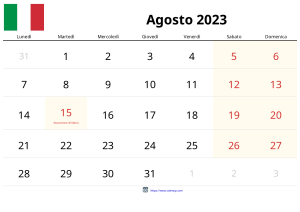 Agosto 2023 Calendario