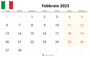 Febbraio 2023 Calendario