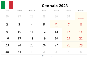 Gennaio 2023 Calendario