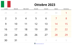 Ottobre 2023 Calendario