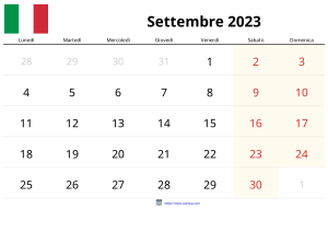 Settembre 2023 Calendario