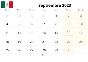 Calendario Septiembre 2023