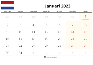 Calendario Enero 2023