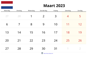 Calendario Marzo 2023