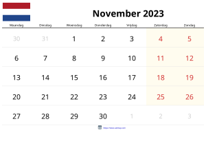 Calendario Noviembre 2023
