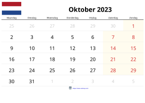Calendario Octubre 2023