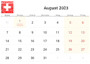 Calendario Agosto 2023