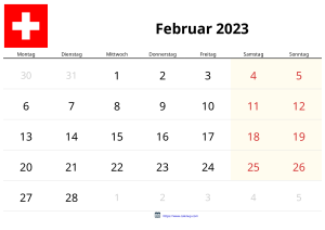 Calendario Febrero 2023