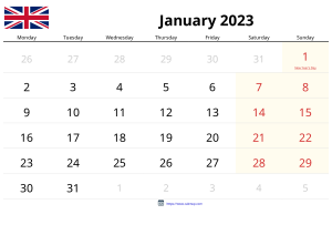 Calendari Gener 2023